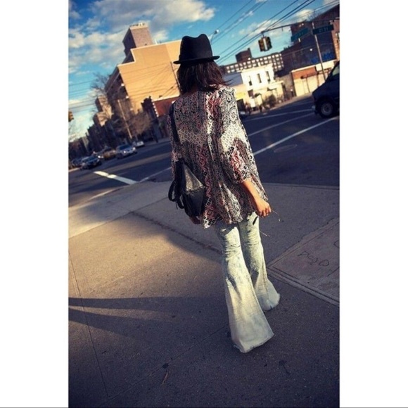 Free People RARE Bali Jeans Bleached Flared Bell Bottoms Boho Hippy Pants 25 - Picture 3 of 13